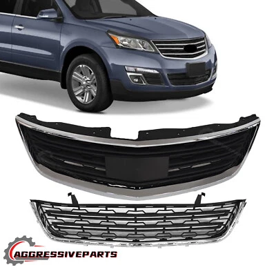 For 2013-17 Chevrolet Traverse Front Upper Lower Grille With Chrome Molding Set - Изображение 1 из 4