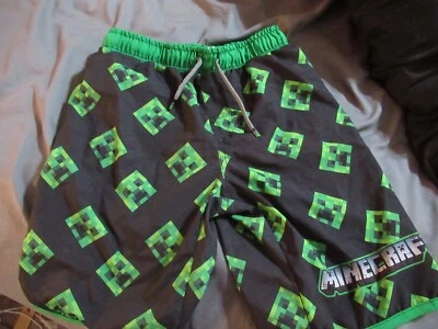 Minecraft: Boys 10/12 Minecraft Swim Trunks, Green With Drawstrings - Image 1 of 4