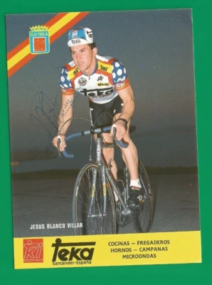 CYCLISME carte cycliste JESUS BLANCO VILLAR équipe TEKA 1987 signée - Photo 1/2