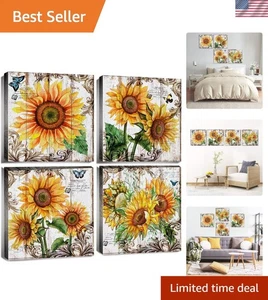 Einladende Sonnenblumenbilder für Küche & Haushalt - 4-teiliges Leinwandbild-Set - Bild 1 von 11