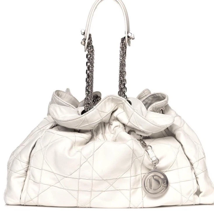 Christian Dior Lambskin Cannage Medium Le Trente Tote White - Image 1 of 4
