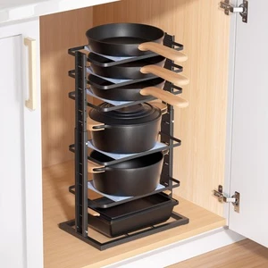 Pots and Pans Organizer for under Cabinet,6-Tier Heavy Duty Adjustable Pan Po... - Picture 1 of 6