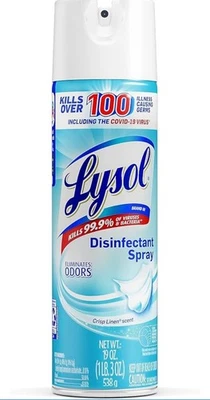 Spray desinfectante Lysol y spray antibacteriano, lino crujiente 19 fl oz Foto 1 de 4