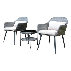 Best Quality Furniture Gray 3 Piece Outdoor Patio Set in Rattan Wicker - Picture 1 of 5