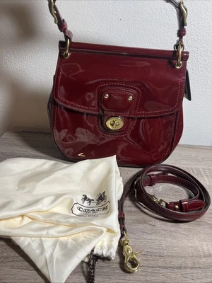 Authentic Coach Willis Top Handle Crimson Red Patent Leather Crossbody Handbag - Image 1 of 4