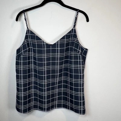 Blusa camisera Banana Republic para mujer cuello VNock ajustable forrada a cuadros grande pequeña Foto 1 de 4