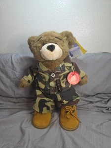 Build a Bear Bearemy Plüschtier 16 Zoll Teddy Militär Tarnmuster Outfit/Stiefel/Erkennungsmarke - Bild 1 von 9