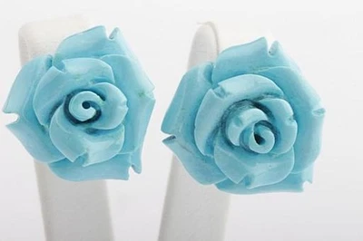 Ohrringe Ohrstecker 750 18K Gelb Gold Türkis Rosen Neu!   - Bild 1 von 4