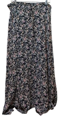 Maxi Falda 100% Seda Floral Para Mujer Negra Rosa Boho Femenina COMO ESTÁ Upcycle Reparación Foto 1 de 4