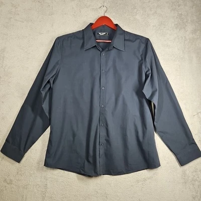 Camisa PJ Paul Jones Para Hombres Acero Oscuro Azul Crujiente Abotonada Manga Larga Talla XXL  Foto 1 de 4