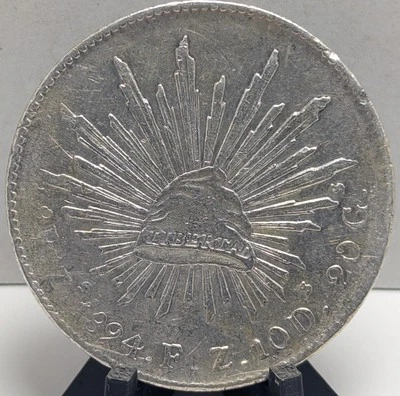 1894 Zs FZ 8 реалов Republica Mexicana XF/AU - Изображение 1 из 2