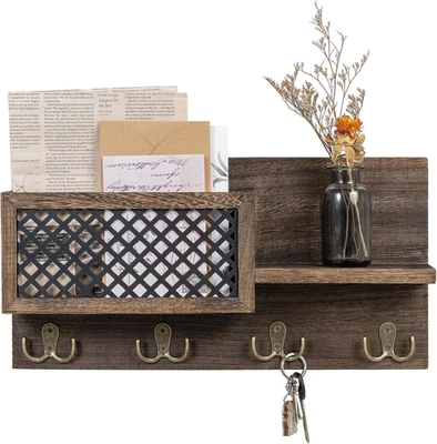 Dahey Key Holder Wall Mounted Mail Holder Organizer with 4 Double Key Hooks for  - Image 1 of 4