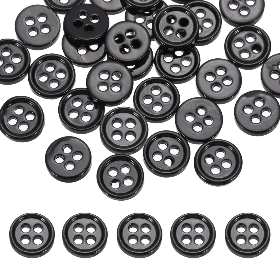 36Pcs Natural Shell Buttons,9mm 4 Holes Pearl Button,Black - Image 1 of 4