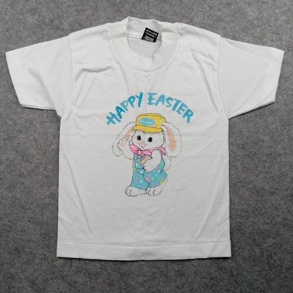 Vintage Crayola Shirt Youth 6-8 Graphic Made USA 90s Y2K Happy Easter Bunny Kids - Image 1 of 4