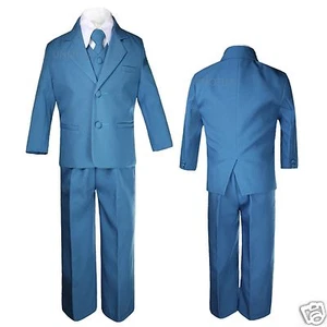 Baby Toddler Boys Green Teal Turquoise Oasis Formal Wedding Vest Set  Suits S-10 - Picture 1 of 3