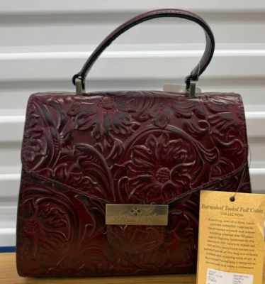 Patricia Nash CASOTTA  Leather Top Handle PURSE OXBLOOD RED Tooled NWT RET $200 - Image 1 of 4