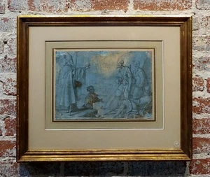 16th century Dutch Old Master Drawing -Bishop blessing Cripple & Disabled Men  - Picture 1 of 7