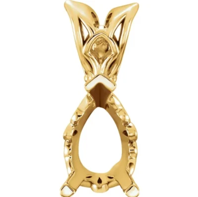 9x14mm 4.25ct PEAR Solid 18k Yellow Gold Scroll Pendant Setting Semi Mount USA - Image 1 of 4
