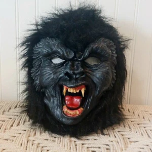 Maschera Gorilla Adulto Halloween Costume Spaventoso Animale Gomma Viso Peloso Regolabile - Foto 1 di 9
