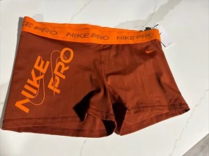 Nike Women Pro Mid-Rise 3" Graphic Shorts Rugged Orange size XXL 2XL Volleyball - Picture 1 of 7