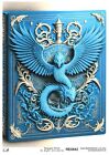 Reispapier A4 Strohseide Decoupage Buch Cover Drachen mystisch blau gold RE0842