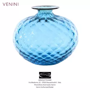 Venini - Vase Ansicht Balloton 100.36 Aquamarin Draht Rot H 12 CM - Bild 1 von 3