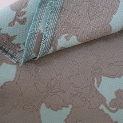 Vtg Luxury Home Upholstery Fabric Pewter Blue, Brown Contemporary Damask 1.4 yd - Image 1 of 4