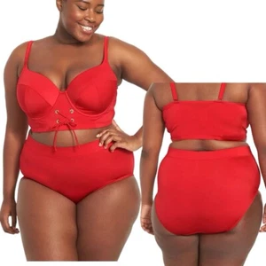 Cacique Underwire V-Wire Grommet Balconette Swim Bikini Top 44DDD Brief 20 - Picture 1 of 6