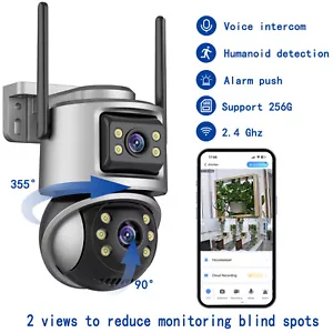 Wireless IP WIFI Camera Outdoor CCTV PTZ Smart Home Security IR Cam Dual lens HD - Picture 1 of 11