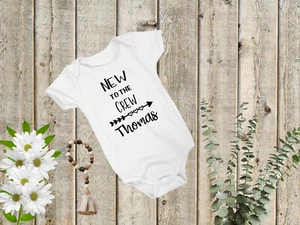 New to the Crew Bodysuit Personalized Baby Bodysuit, One piece - Picture 1 of 1