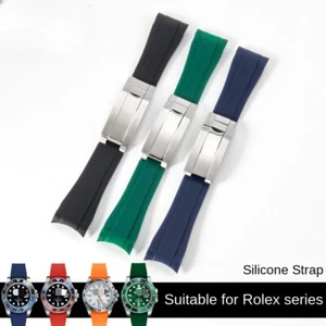 High Quality Soft Silicone Watch Straps Mens Luxury Rubber Band 20mm For Rolex - Picture 1 of 34