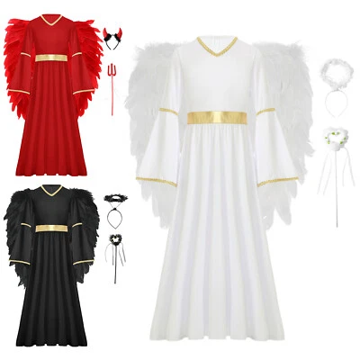 Vestido para niñas con cuello alto, ángel, cosplay festival, disfraz, ropa de baile, diadema Foto 1 de 4