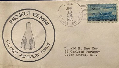 EARLY UNMANNED GEMINI SHIPBOARD SPACE COVER: Gemini 2 USS O'HARE JAN 19, 1965 - Image 1 of 4