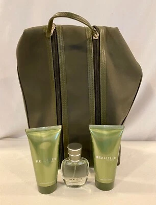 REALITIES MEN-LizClaiborn-Aerosol de colonia 0,5 oz-Después del afeitado-Lavado corporal-Bolsa-Juego de 4 piezas Foto 1 de 4