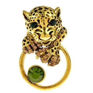 Mujeres Broches Animales Estrás Cabeza de Leopardo Cristal Lindo Cuello Tigre Broche M - Imagen 1 de 24