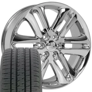 22x9 Wheels Tires Fit Ford Trucks F150 Chrome Rim BDA 3918 W1X - Picture 1 of 5