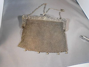 Vintage 1909 German Silver Mesh Handbag. - Bild 1 von 10