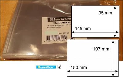 Leuchtturm Postkarten-Schutzhüllen 150x107 od. 145x95mm 50er Pack 313007/329667