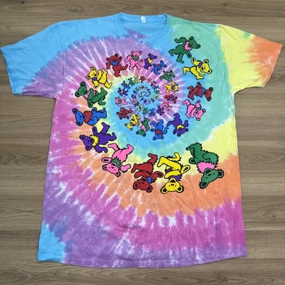 复古 Grateful Dead 领带染 T 恤 Spiral Dancing Bears 液体蓝色 尺寸 2XL 1995 — 第 1/4 张图片