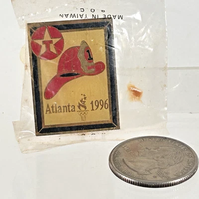 Texaco Olympics 1996 Atlanta May collectors Red Fireman Helmet Lapel Pin - Image 1 of 4