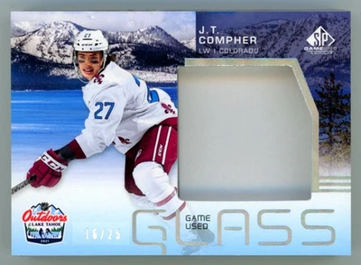 JT COMPHER RINK GLASS 16/25 2021-22 SP GAME USED LAKE TAHOE RINK GLASS SUNSET - Image 1 of 2