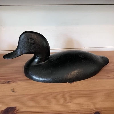 Antique Cast Iron Sink Box Duck Decoy Doorstop JM118 Black Metal 13” - Image 1 of 4