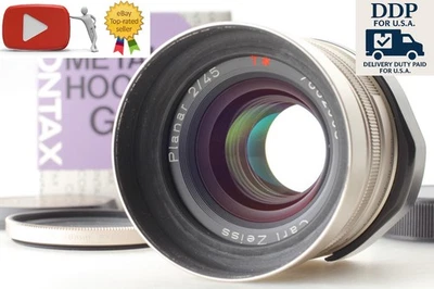 Lente CLA'd [Exc+5 Hood GG-2] Contax Carl Zeiss Planar T* 45mm f2 G1 G2 do Japão - Imagem 1 de 4