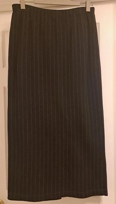 Falda larga tejida de algodón negra/gris a rayas Joan Vass años 90 EE. UU. - talla 3 Foto 1 de 4