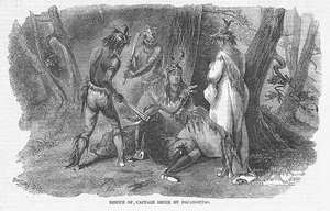 NATIVE AMERICANS Rescue of Captain Smith by Pocahontas - Antique Print 1846 - Picture 1 of 1