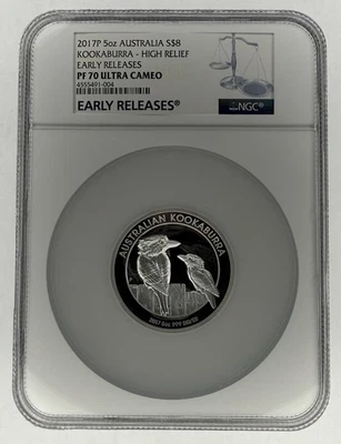 2017-P Australia $8 Silver High Relief Kookaburra 5 oz NGC PF-70 Ultra Cameo - Image 1 of 2