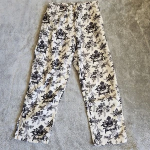 Pantalones capri Live a Little para mujer talla 8 negro crema estampado floral 100 % algodón - Imagen 1 de 8