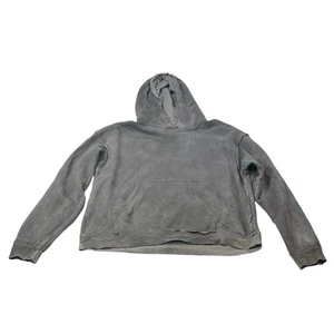 We The Free Washed Gray Hoodie Women Small Distressed Raw Hem Pullover - Picture 1 of 8