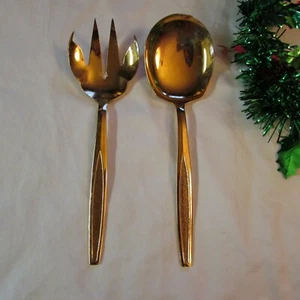 Royalton Antigua Gold Electroplate Salad Server Set or Meat Fork Casserole Spoon - Picture 1 of 7