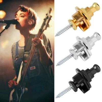 4-12PCS  Round Head Strap Locks Buttons for Guitar Bass Style Parts US - Imagem 1 de 4